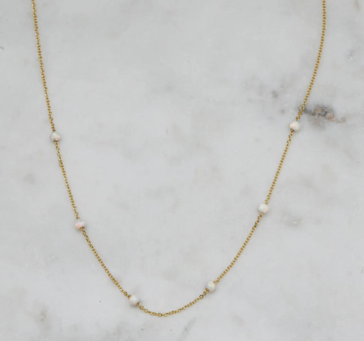 Dainty Opal Beaded Necklace