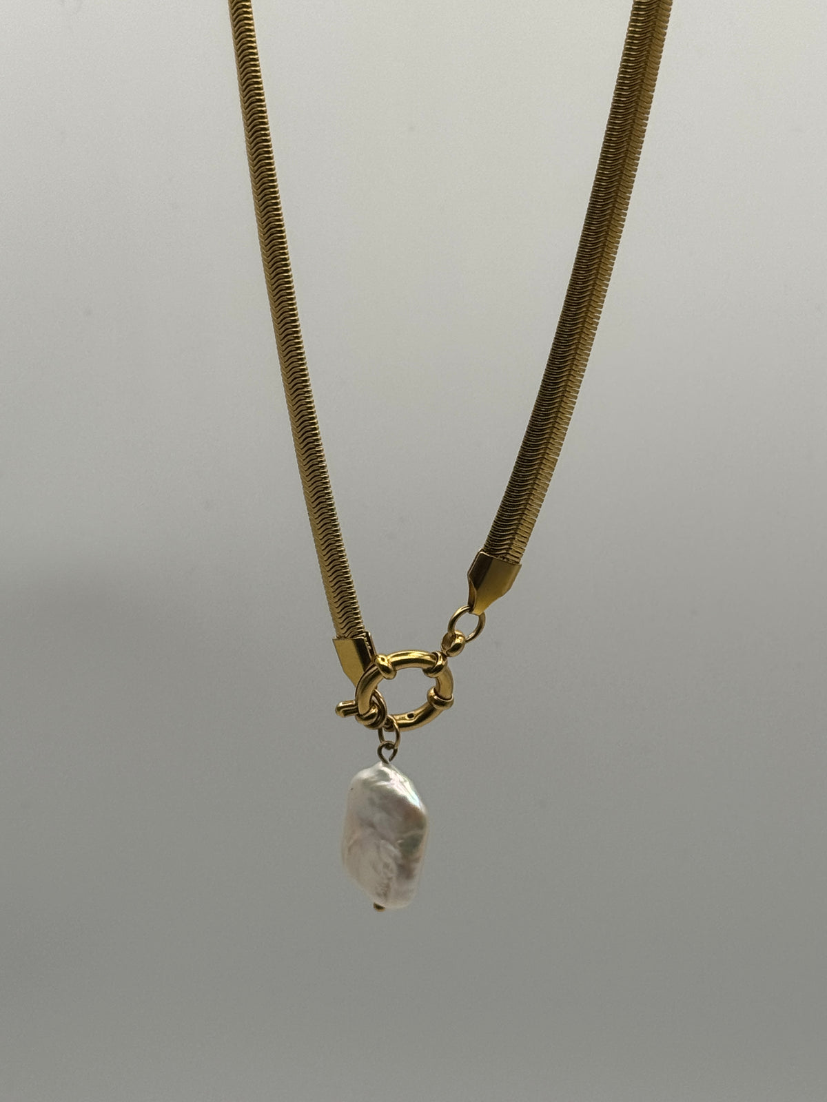 Pearl Drop Herringbone Necklace