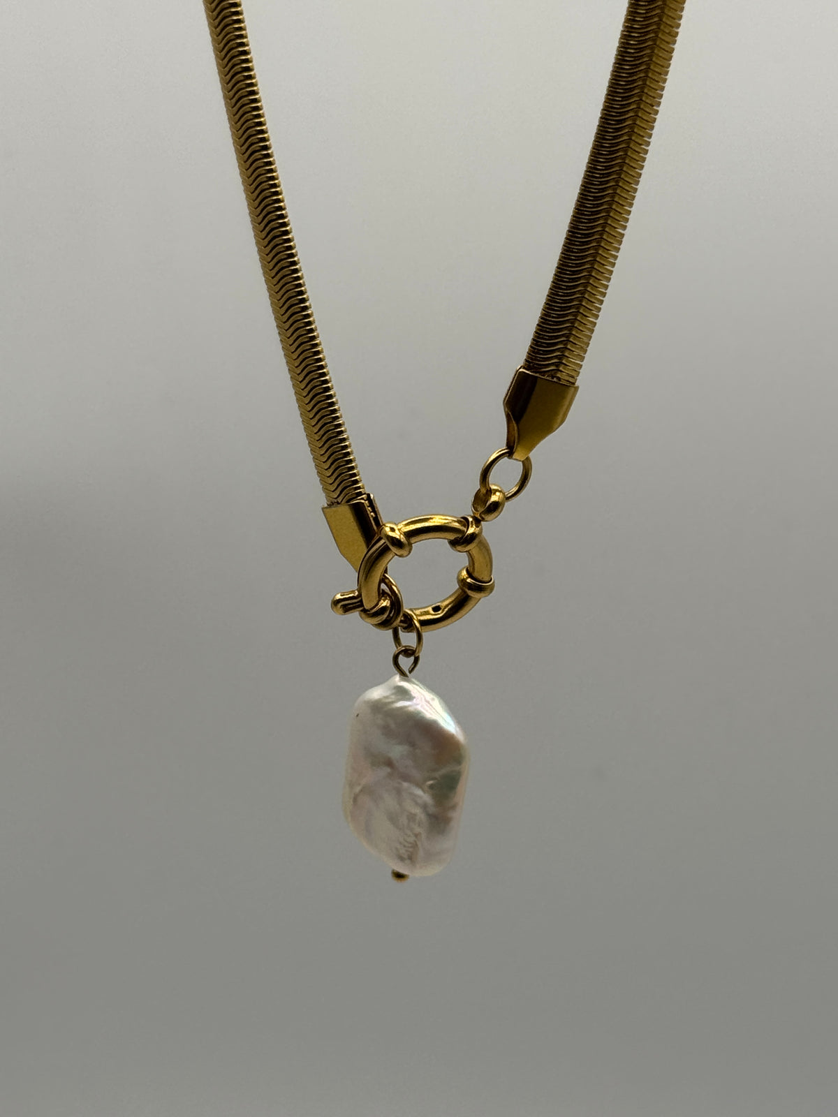 Pearl Drop Herringbone Necklace