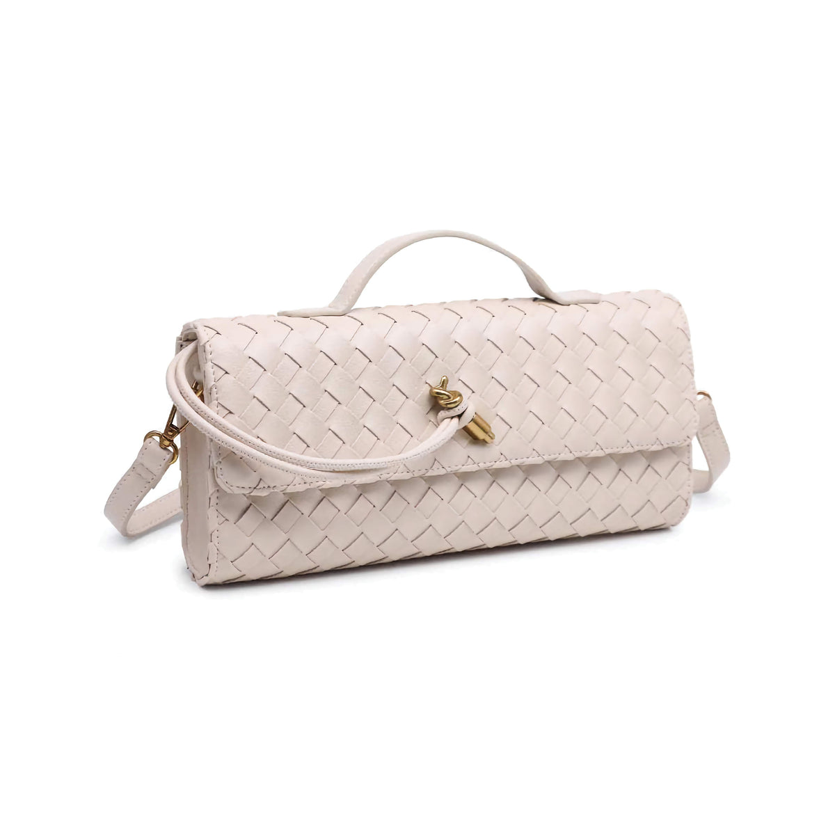 Ada Top Handle Woven East West Clutch Crossbody