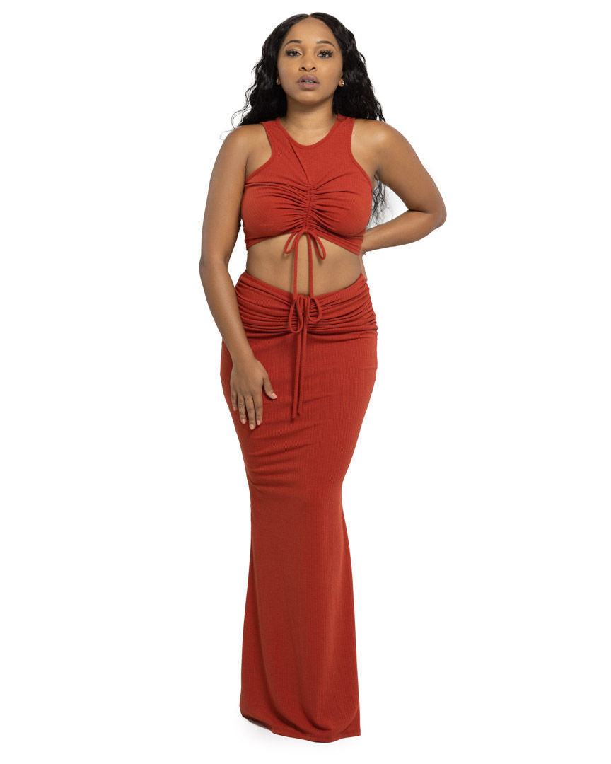 Ribbed Two Piece Skirt Set