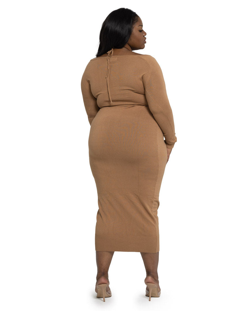 Camel Long Sleeve Dress