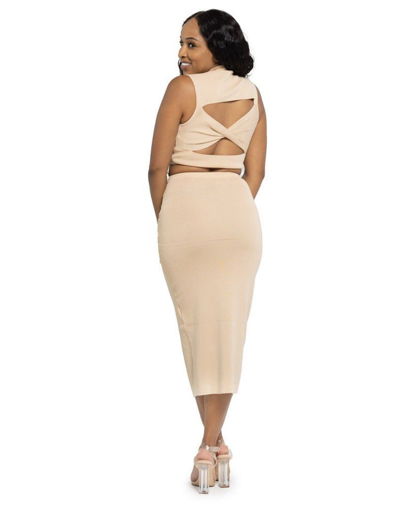 Tan Knee Length Skirt