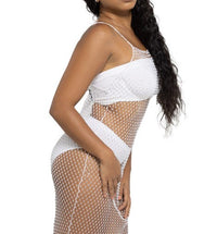 White Rihnestone Net Dress